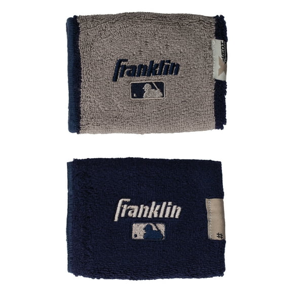 Franklin Sports MLB 4" Reversible Wristbands - Navy/Gray
