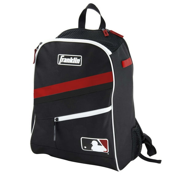 Franklin Sports MLB Baseball Batpack Bag - Youth Baseball, Softball and Teeball Bag - Equipment Backpack For Sports - Holds (2) Bats - Black/Red/White