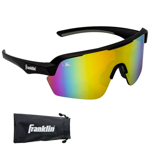 Franklin Sports MLB Baseball Pro Sunglasses - Baseball + Softball Sunglasses for Kids + Adults - Lightweight Sports Sunglasses for UV Protection - All Sport Sunglasses with Carry Case - Black