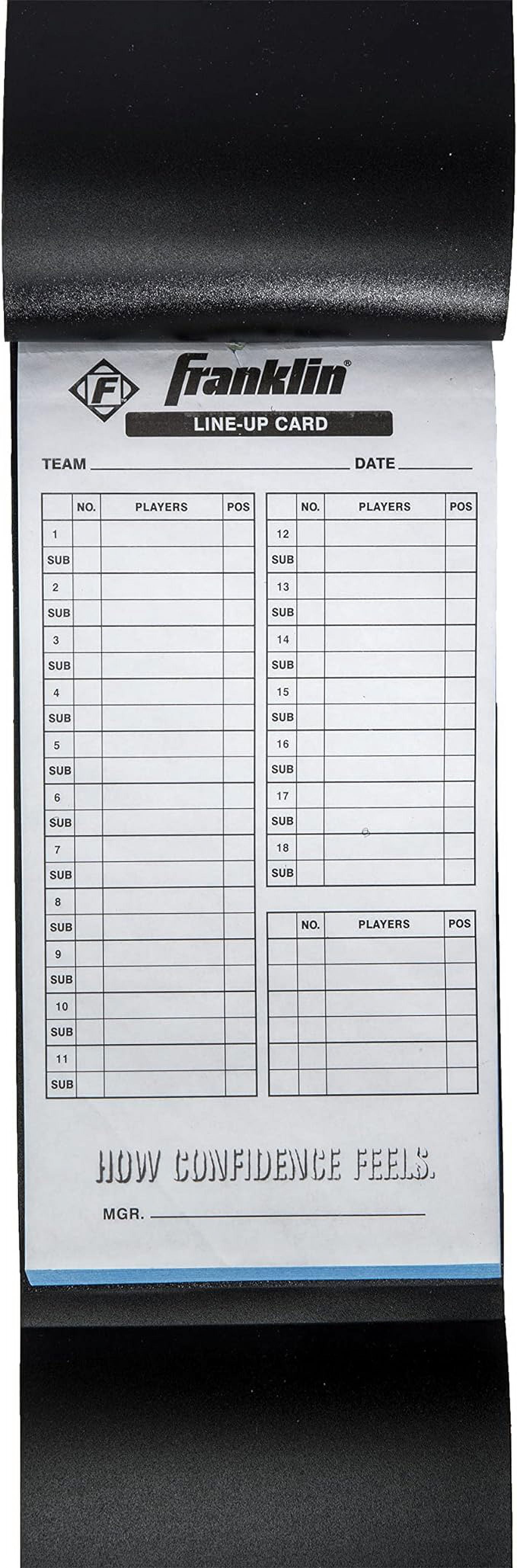 Franklin Sports MLB Baseball + Softball Lineup Cards 25 Game Line Up Sheets Book + Holder for