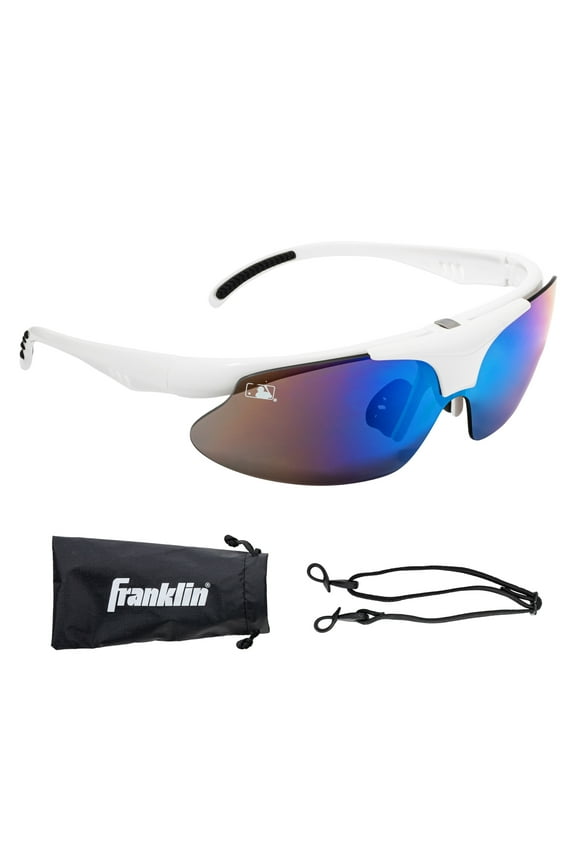 MLB Baseball Sunglasses - Flip Up Baseball + Softball Sunglasses for Kids + Adults - Lightweight Sport Sunglasses for UV Protection - White
