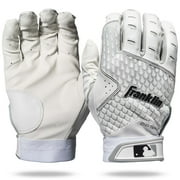 Franklin Sports MLB Batting Gloves - 2nd Skinz Batting Gloves - Baseball + Softball Gear - Adult L White Pair for Hitting - Adult Large