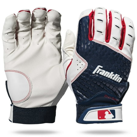 Franklin Sports MLB Batting Gloves - 2nd Skinz Batting Gloves - Baseball + Softball Gear - Adult M Navy Pair for Hitting - Adult Medium