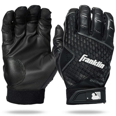 Franklin Sports MLB Batting Gloves - 2nd Skinz Youth Batting Gloves - Baseball + Softball Gear - Kids Black Pair - Youth Large