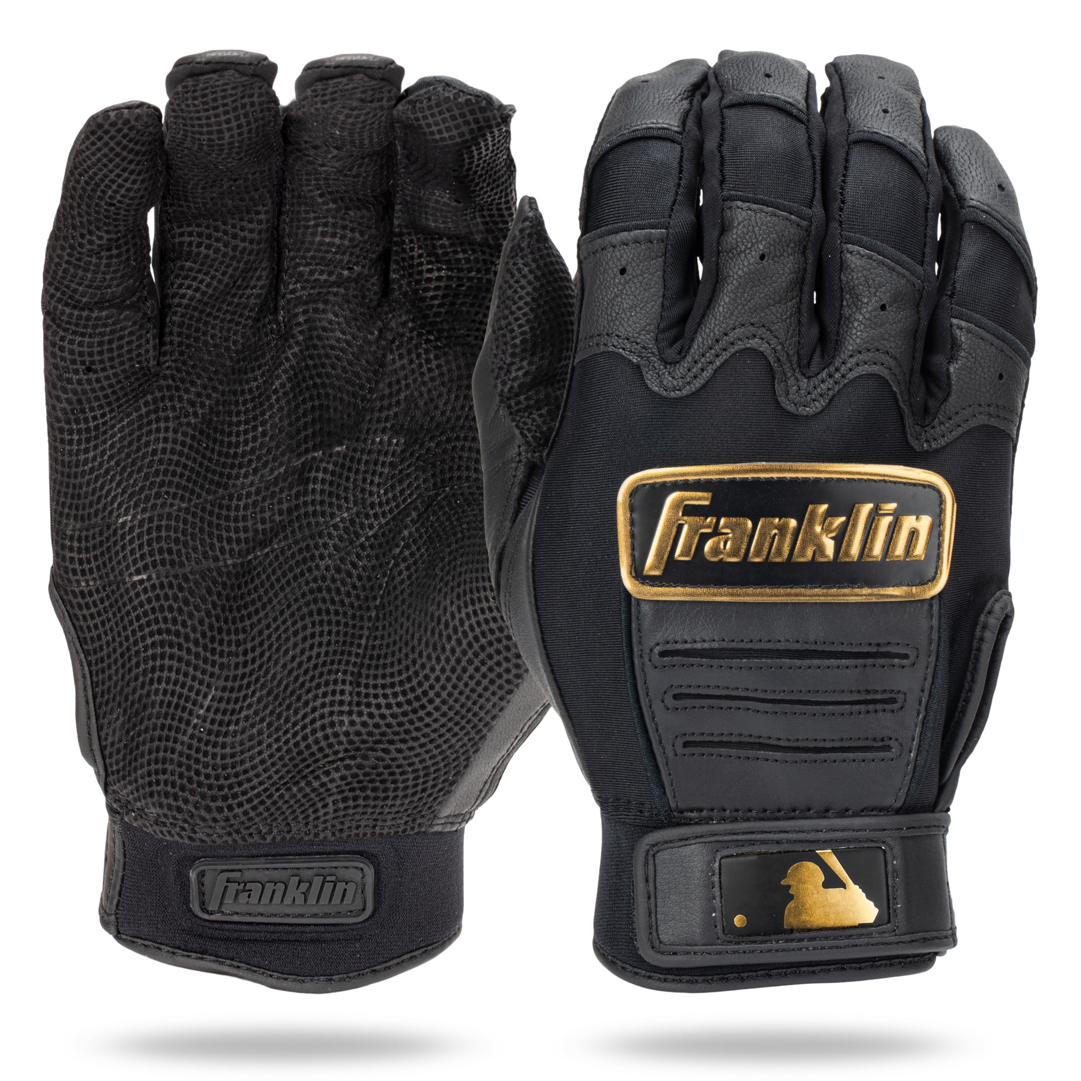 Franklin Sports MLB CFX Pro Batting Gloves, Black/Gold, Adult Small