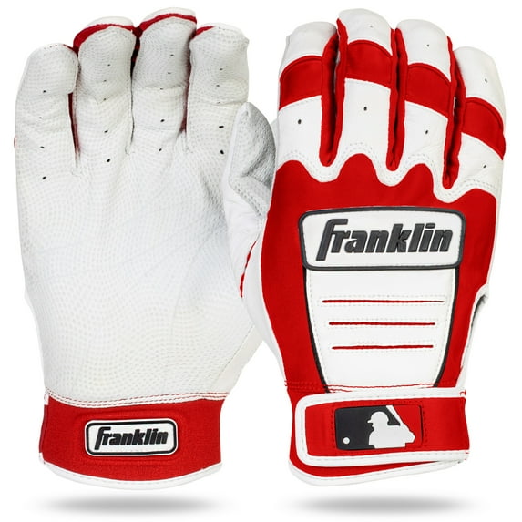 Franklin Sports MLB Batting Gloves - CFX Pro Adult Men's + Youth Batting Gloves Pair - Baseball + Softball Gloves - White/Red - Adult Large