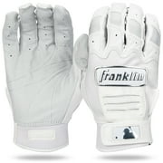 Franklin Sports MLB Batting Gloves - CFX Pro Chrome Adult + Youth Batting Gloves Pair - Baseball + Softball Batting Gloves - White - Adult Large