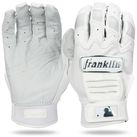 Franklin Sports MLB Batting Gloves - CFX Pro Chrome Adult + Youth Batting Gloves Pair - Baseball + Softball Batting Gloves - White - Adult XX Large