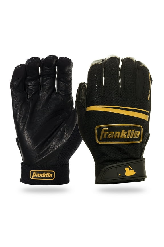 MLB Classic One LT Baseball Batting Gloves - Black/Gold - Adult Small - Pair