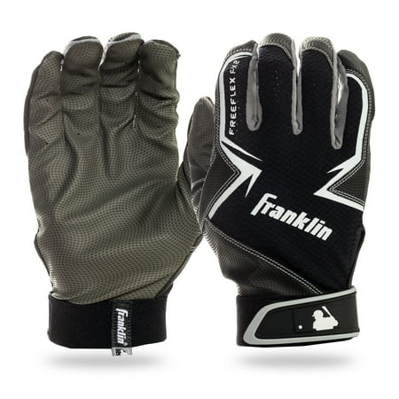Franklin Sports MLB Free Flex Baseball Batting Gloves - Black/Gray/White - Youth Medium - 1 Pair