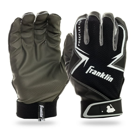 Franklin Sports MLB Free Flex Baseball Batting Gloves - Black/Gray/White - Youth Medium - 1 Pair