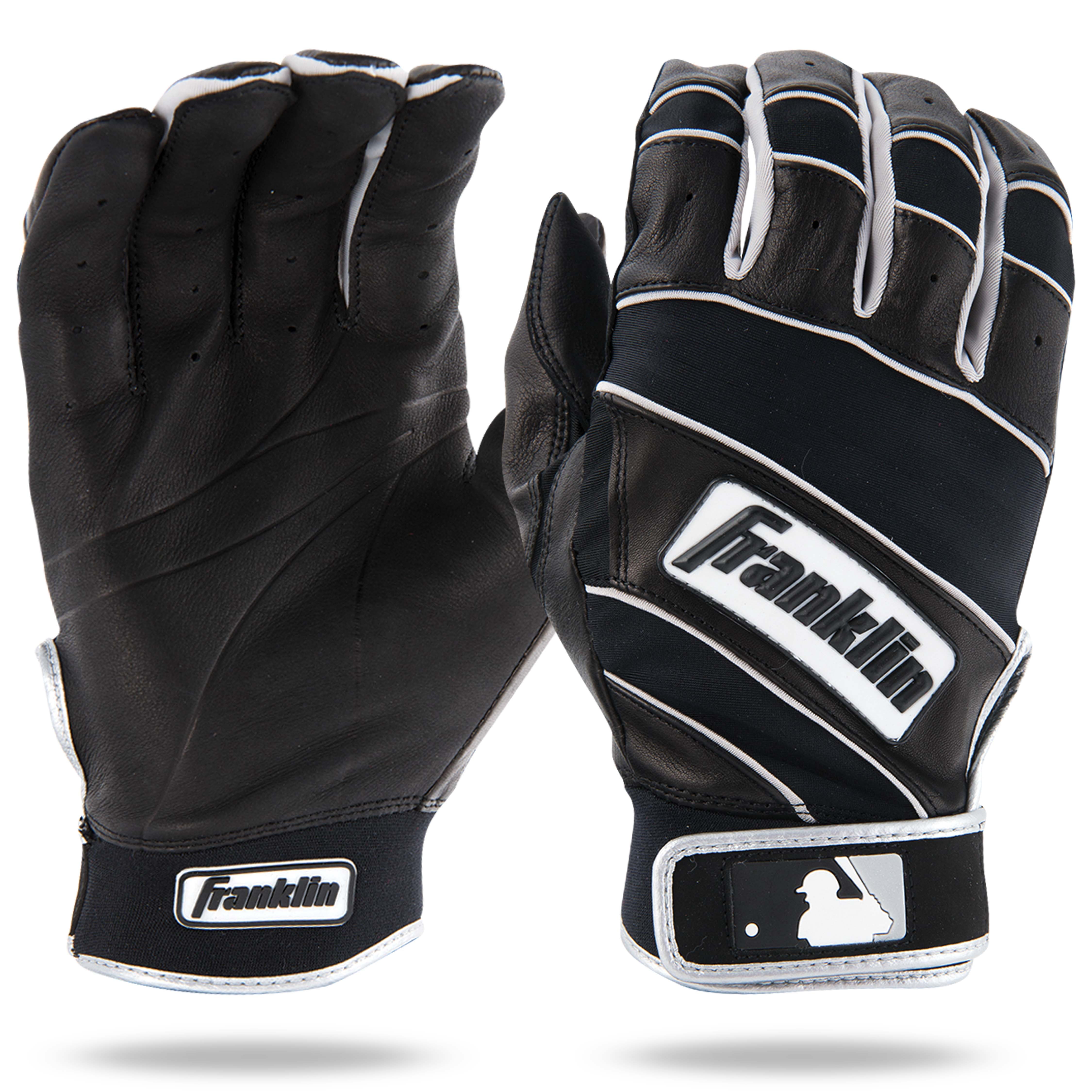 Franklin Sports MLB Batting Gloves - Natural II - Black/Black - Youth Large