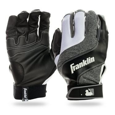 Franklin Sports MLB Shockwave Baseball Batting Gloves, Black / Gray / White, Youth X, Small