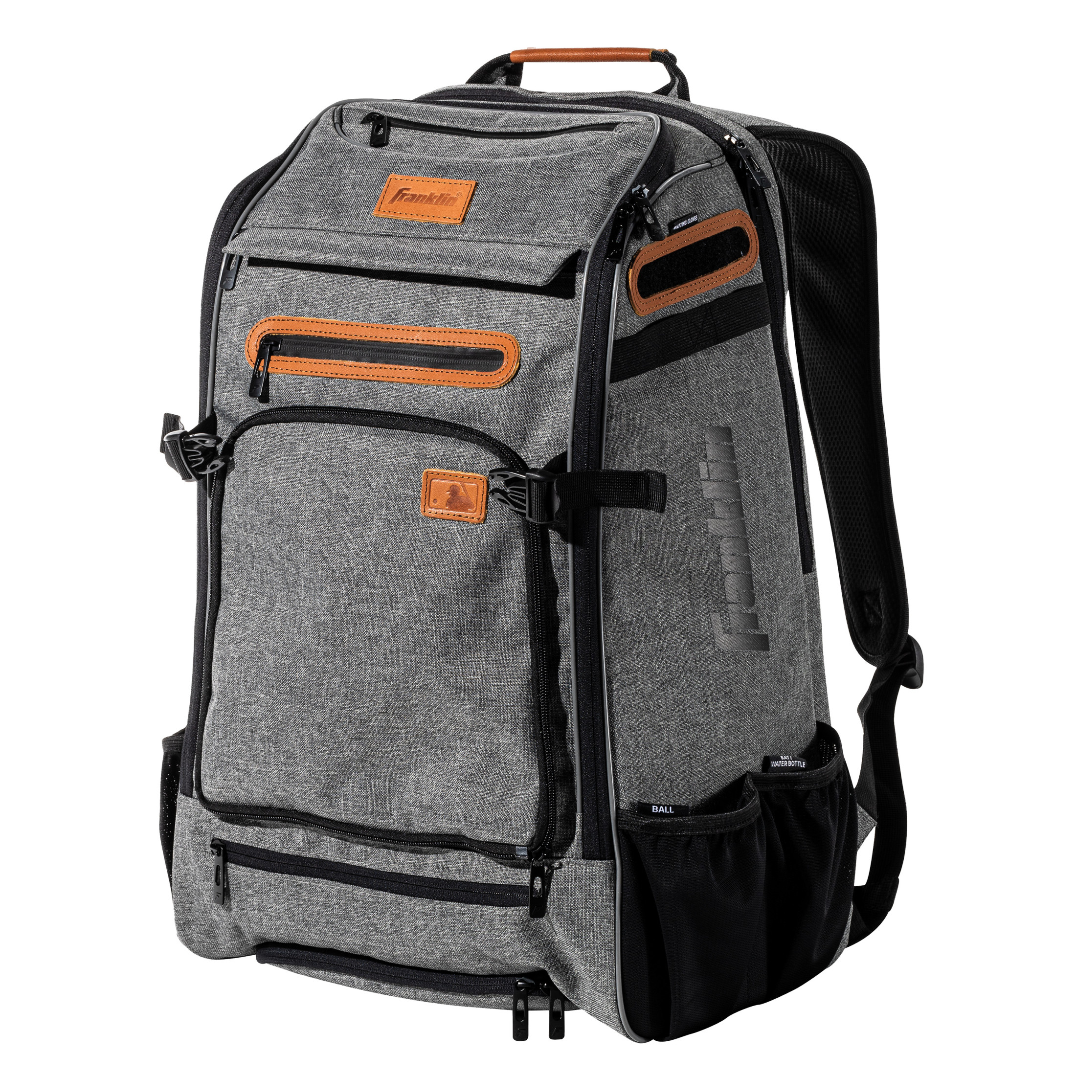 Franklin Sports MLB Traveler Elite Baseball Backpack - Adult + Youth Baseball Bag - Gray