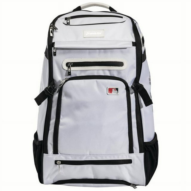 Franklin Sports MLB Traveler Elite Baseball Backpack ? Baseball Bag or Softball Backpack ? White