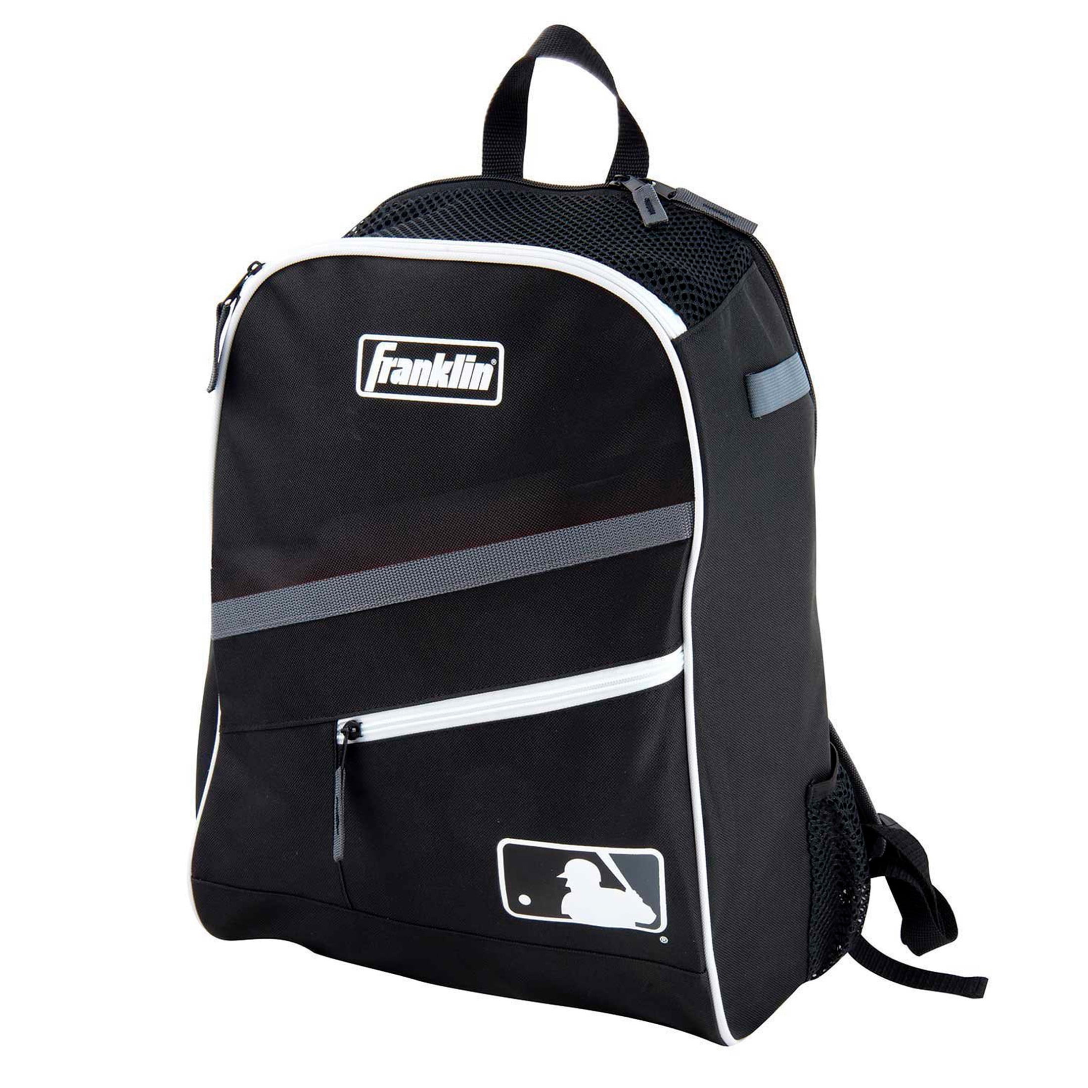 Franklin Sports MLB Youth Baseball Batpack Bag, Holds 2 Bats, Black/Gray