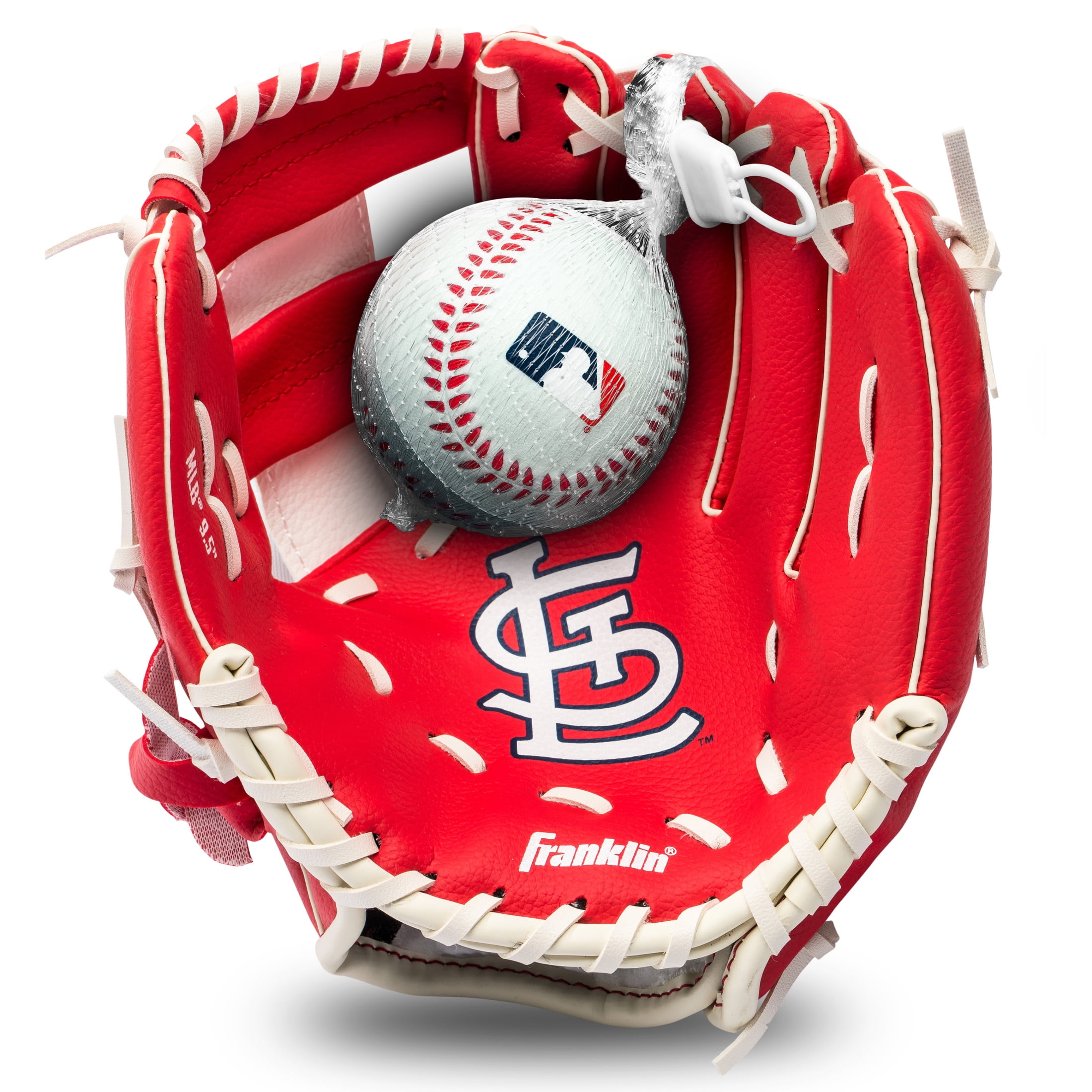 Franklin Sports MLB St. Louis Cardinals Youth Teeball Glove + Ball Set, 9.5 in