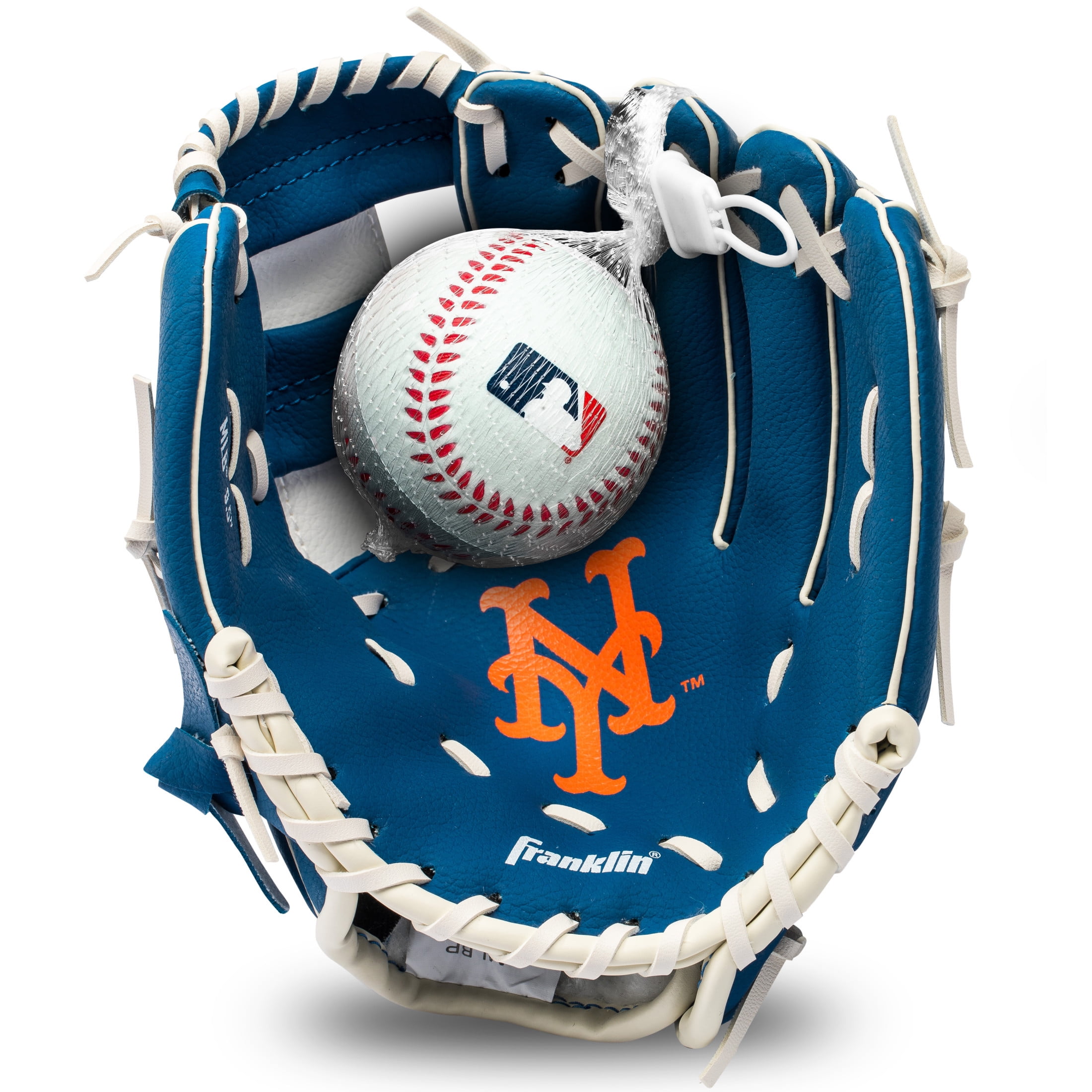 Franklin Sports MLB New York Mets Youth Teeball Glove + Ball Set, 9.5 in