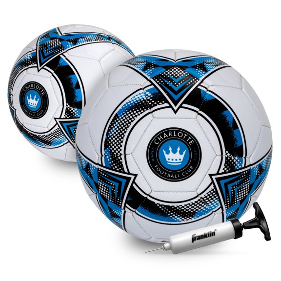 Franklin Sports MLS Charlotte Soccer Ball - Official Size 5 Soccer Ball - Regulation Size + Weight Soccer Ball for Kids + Adults - Boys + Girls Soccer Ball - Air Pump Included
