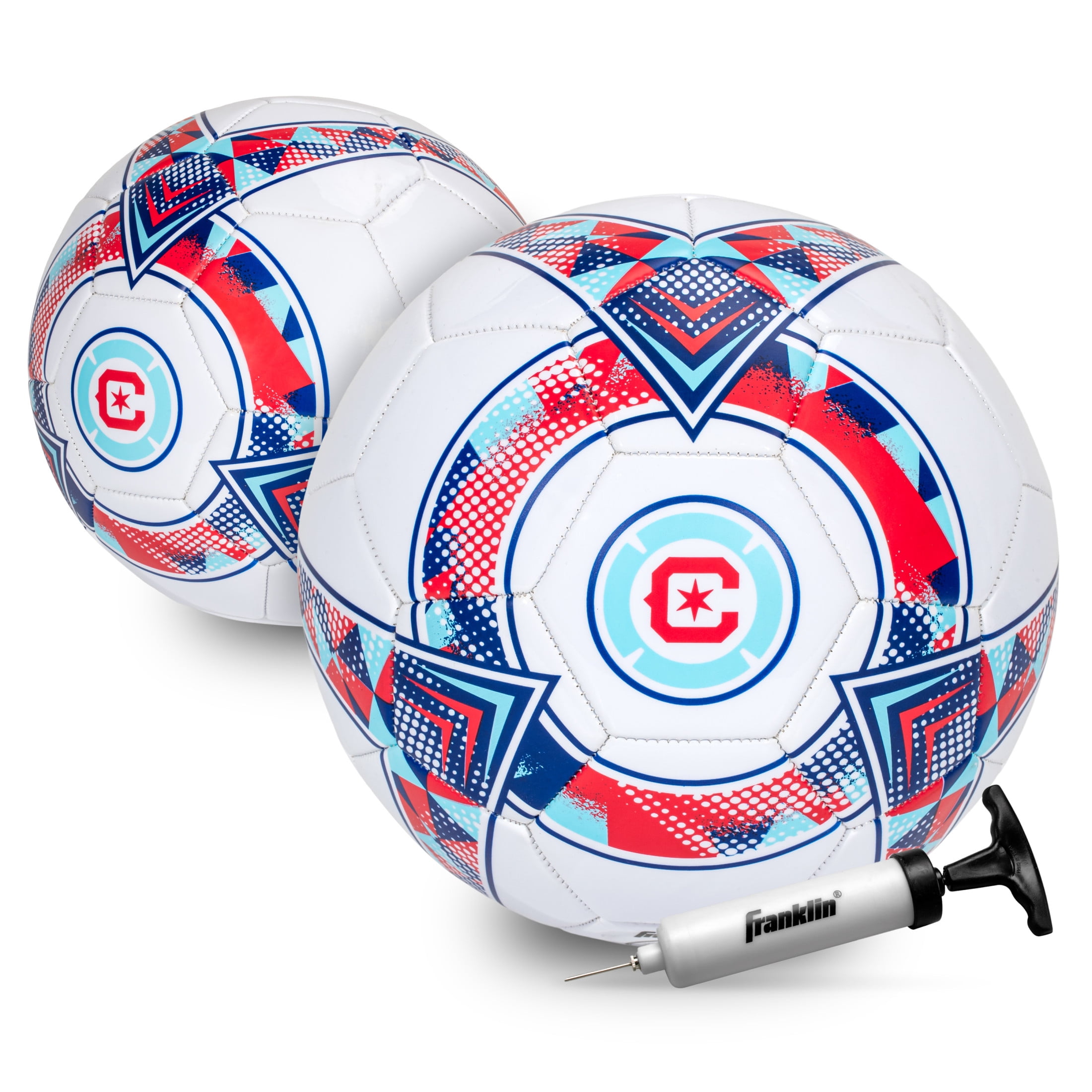 Franklin Sports MLS Chicago Fire Soccer Ball - Official Size 5 Soccer Ball - Regulation Size + Weight Soccer Ball for Kids + Adults - Boys + Girls Soccer Ball - Air Pump Included