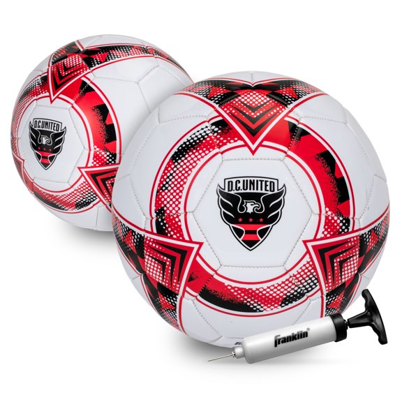 Franklin Sports MLS DC United Soccer Ball - Official Size 5 Soccer Ball - Regulation Size + Weight Soccer Ball for Kids + Adults - Boys + Girls Soccer Ball - Air Pump Included