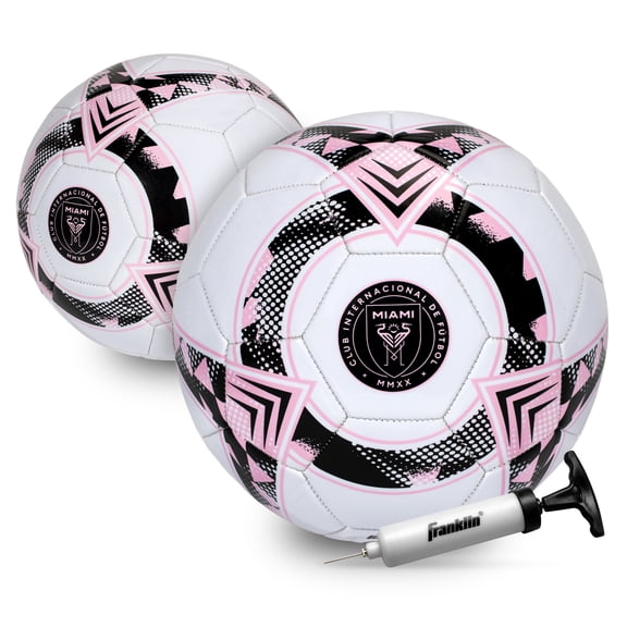 Franklin Sports MLS Miami FC Soccer Ball - Official Size 5 Soccer Ball - Regulation Size + Weight for Kids + Adults - Boys + Girls - Air Pump Included