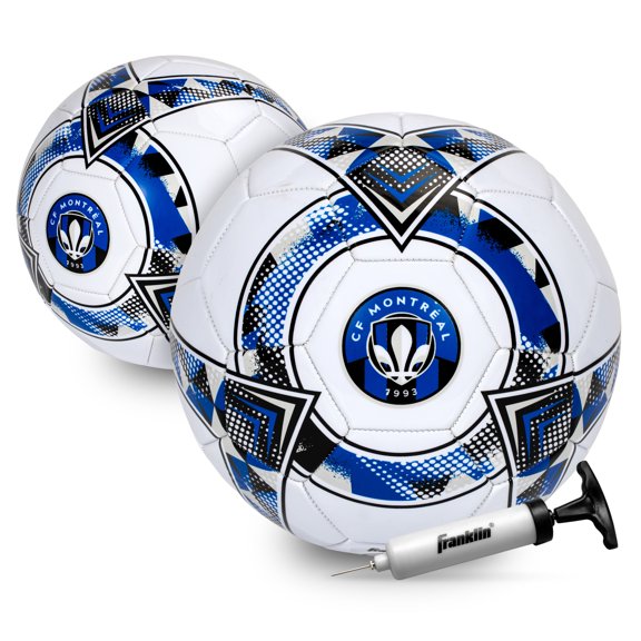 Franklin Sports MLS Montreal Impact Soccer Ball - Official Size 5 Soccer Ball - Regulation Size + Weight Soccer Ball for Kids + Adults - Boys + Girls Soccer Ball - Air Pump Included
