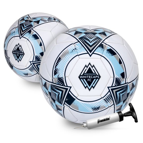 Franklin Sports MLS Vancouver White Caps FC Soccer Ball - Official Size 5 Soccer Ball - Regulation Size + Weight Soccer Ball for Kids + Adults - Boys + Girls Soccer Ball - Air Pump Included