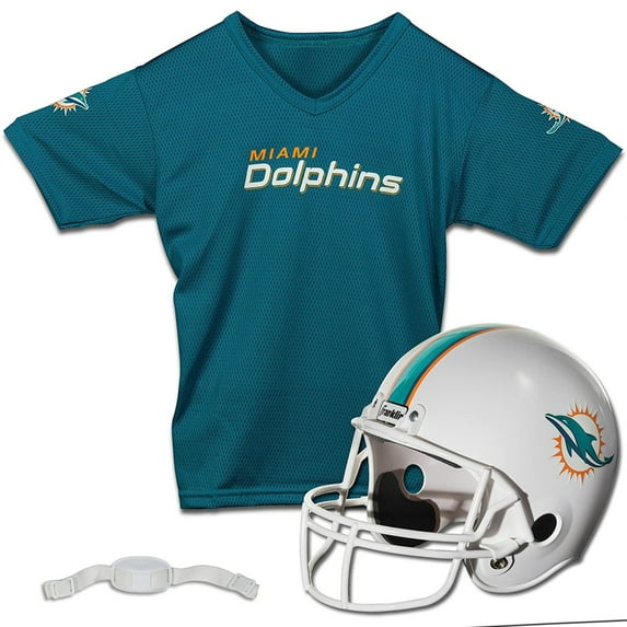 Franklin Sports Miami Dolphins Kids NFL Uniform Set - Youth NFL Team Jersey, Helmet + Apparel Costume - Official NFL Gear -Youth Medium