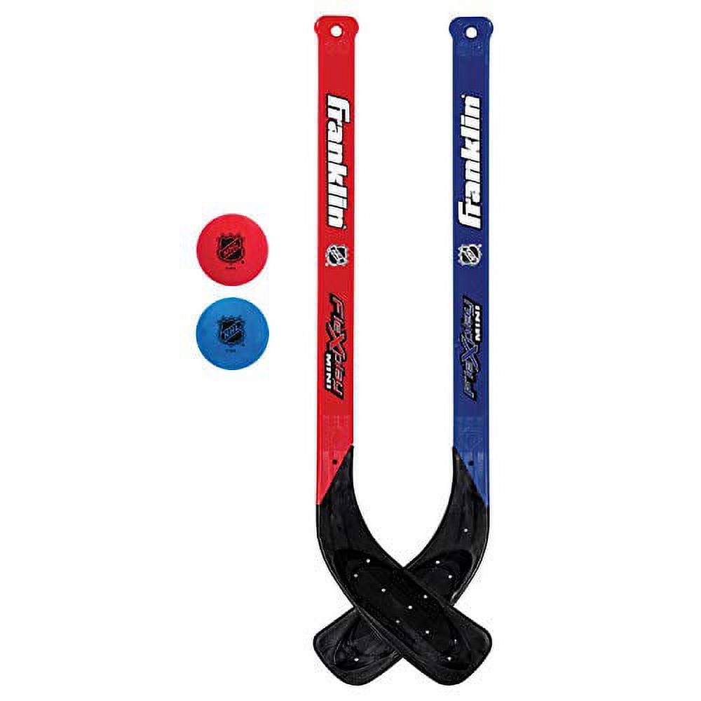 Franklin Sports Mini Hockey Flex Stick and Ball Set - Play Knee Hockey Anytime, Anywhere - Kids Hockey Set - NHL - Includes 2 Mini Sticks and 2 Foam Balls