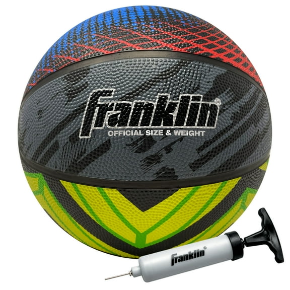 Franklin Sports Mystic Official Size Indoor and Outdoor 29.5 In. Rubber Basketball, Air Pump Included