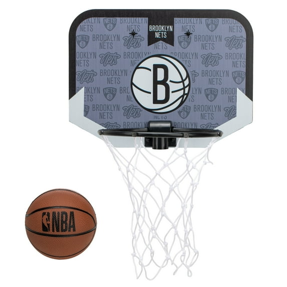 Franklin Sports NBA Brooklyn Nets Mini Over the Door Basketball Hoop - Kids Indoor Mini Basketball Hoop with Basketball - NBA Fan Shop Mini Hoop for Bedroom + Office - Over the Door Mini Hoop Set