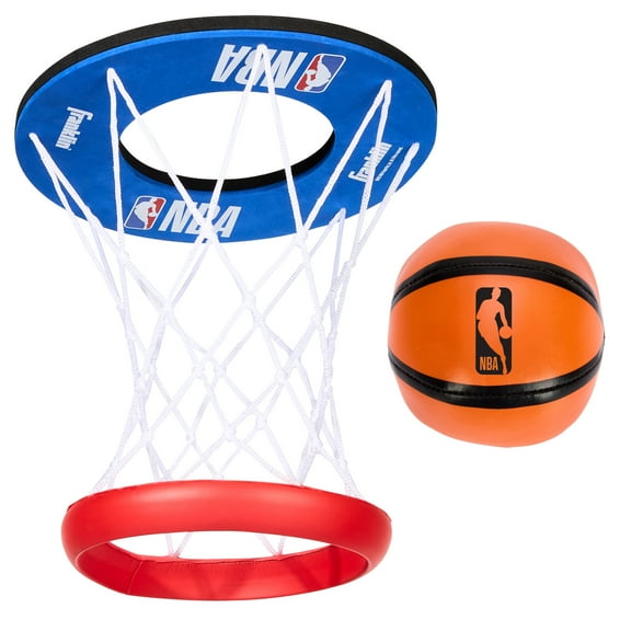 Franklin Sports NBA Ceiling Basketball Hoop for Kids Indoor Plush Mini Basketball Set with Soft Ball Safe, Quiet Play Easy Adhesive Setup for Bedrooms & Playrooms