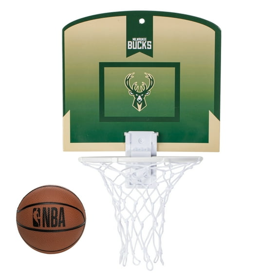 Franklin Sports NBA Milwaukee Bucks Mini Over the Door Basketball Hoop - Kids Indoor Mini Basketball Hoop with Basketball - NBA Fan Shop Mini Hoop for Bedroom + Office - Over the Door Mini Hoop Set