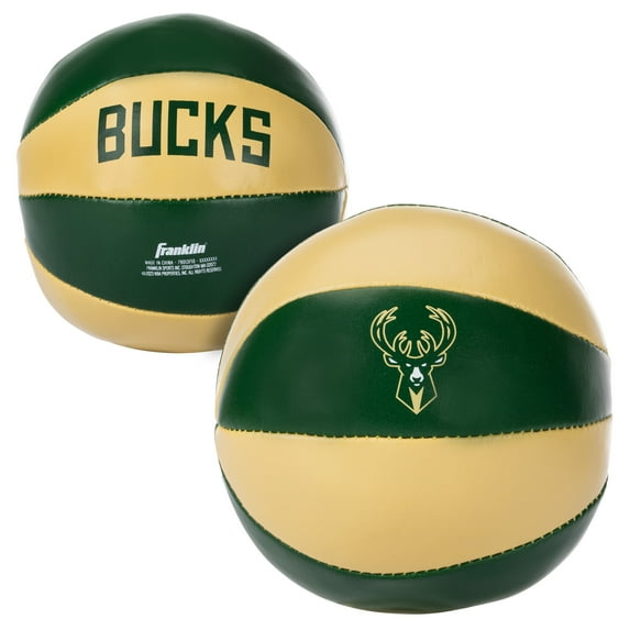 Franklin Sports NBA Milwaukee Bucks Toy Basketballs - 2 Pack of Kids Soft Mini Basketballs for Over the Door + Indoor Hoops - NBA Fan Shop Kids Soft Toy Basketballs - (2) Mini Balls Included