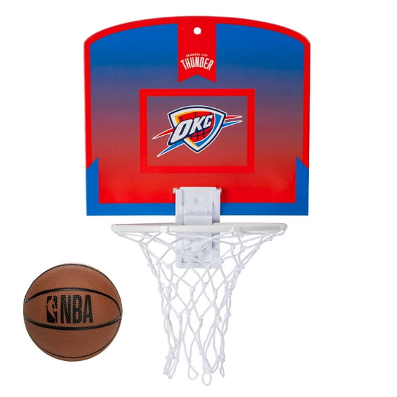 Franklin Sports NBA Oklahoma City Thunder Mini Over the Door Basketball Hoop - Kids Indoor Mini Basketball Hoop with Basketball - NBA Fan Shop Mini Hoop for Bedroom + Office - Over the Door Hoop Set