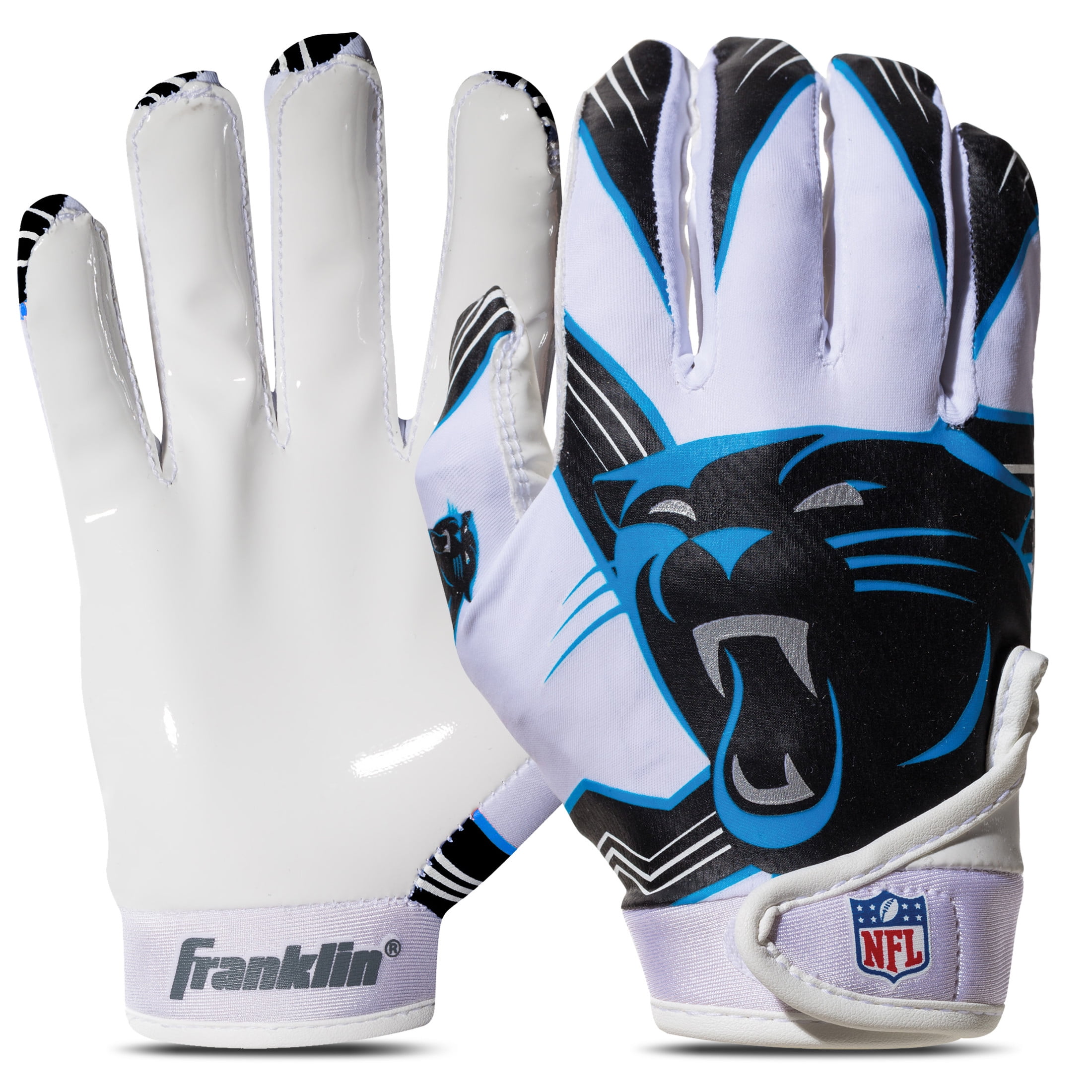 Franklin Sports Carolina Panthers Youth NFL Football Receiver Gloves Official NFL Team Logos Kids Football Gear Accessories Youth M L Pair