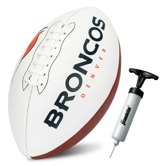 Franklin Sports NFL Denver Broncos Autograph Football - Official Size White Panel Souvenir Football for Autographs + Signatures - NFL Team Fan Shop Memorabilia Football for Display