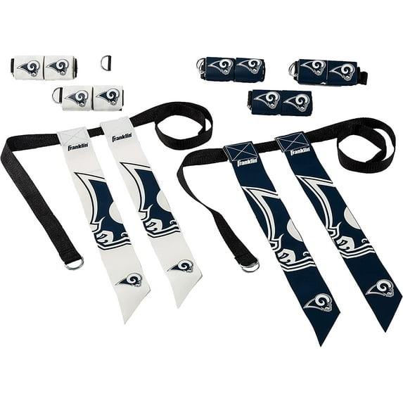 Franklin Sports NFL Flag Football Sets - NFL Team Flag Football Belts and Flags - Flag Football Equipment for Kids and Adults Los Angeles Rams