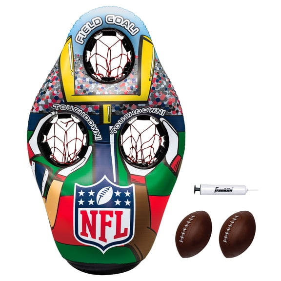 Franklin Sports NFL Inflatable Target Toss Game - Kids Mini Football Throwing Game Set - Portable Indoor + Outdoor Toy Football Target + Mini Footballs - 51"