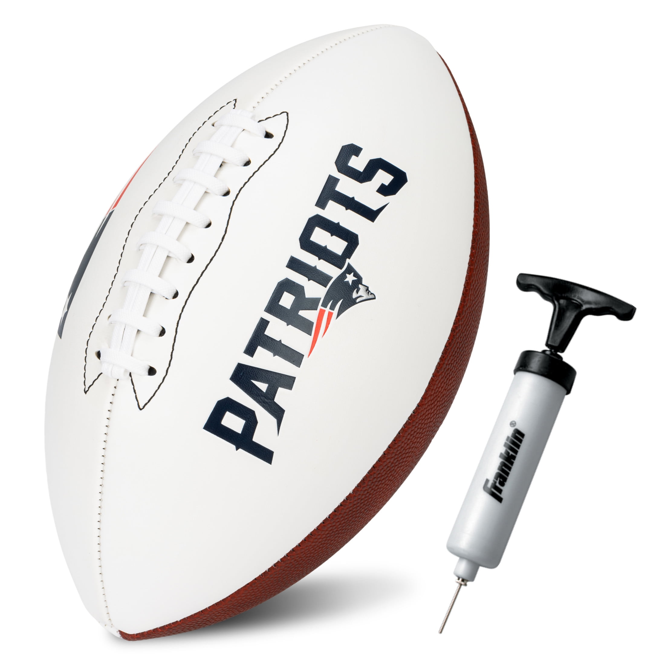 Franklin Sports NFL New England Patriots Autograph Football - Official Size White Panel Souvenir Football for Autographs + Signatures - NFL Team Fan Shop Memorabilia Football for Display