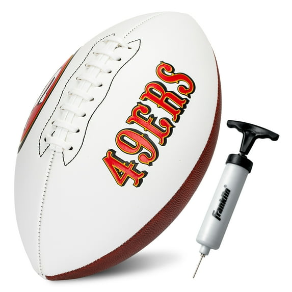Franklin Sports NFL San Francisco 49ers Autograph Football - Official Size White Panel Souvenir Football for Autographs + Signatures - NFL Team Fan Shop Memorabilia Football for Display