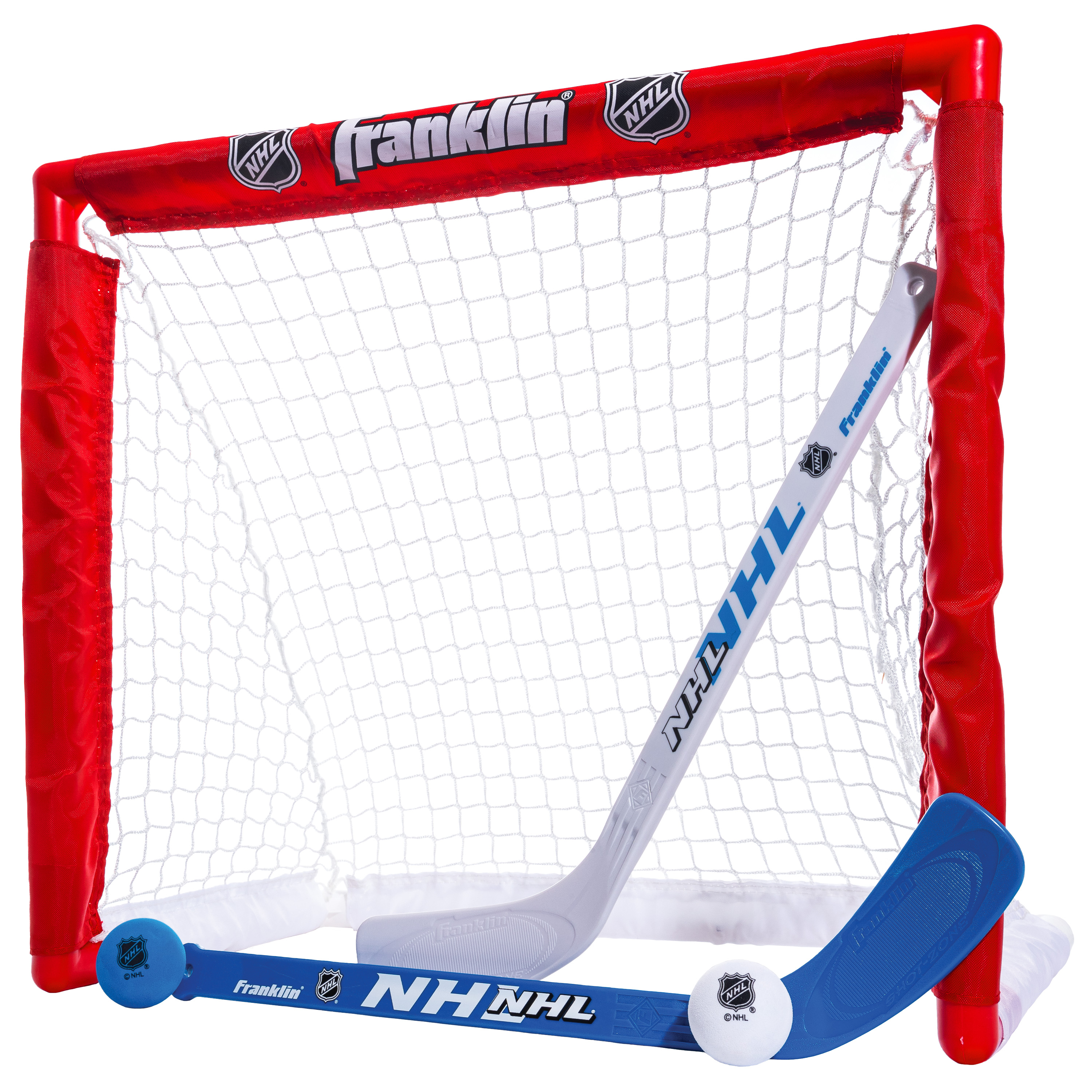 Franklin Sports NHL Kids Mini Hockey Set - Includes 1 Knee Hockey Goal - 2  Mini Hockey Sticks + 2 Foam Balls