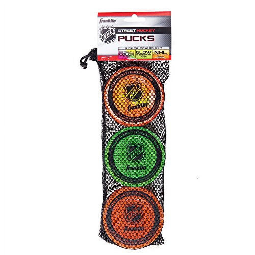 Franklin Sports NHL Street Hockey Pucks No Bounce Indoor + Outdoor