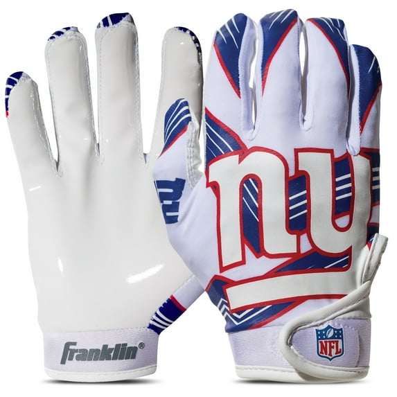 Franklin Sports New York Giants Youth NFL Football Receiver Gloves - Official NFL Team Logos - Kids Football Gear + Accessories - Youth XS/S Pair