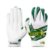 Franklin Sports North Dakota Bison Kids Football Receiver Gloves - Youth Official NCAA College Team Football Gloves - Silicone Palm Receiver Gloves for Kids Ages 7 -10 - Youth Small/Extra Small