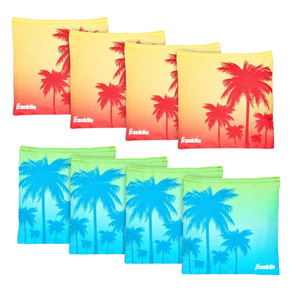 Franklin Sports Official Size Tropical Themed Cornhole Bags - (8) Premium 6" Heavy Duty Double Stitched Canvas Bags - Includes Carry Case