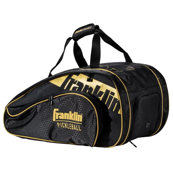Franklin Sports Pickleball Paddle Bag - Pro Series Pickleball Bags for Paddles, Pickleballs, Gear + Equipment - Pickleball Paddle Bags for Men + Women - Perfect for Gear + Accessories - Black/Gold
