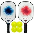 thumbnail image 1 of Franklin Sports Pickleball Paddle and Ball Set - (2) Pilot Fiberglass Pickleball Rackets + (4) X-40 Pickleballs - USA Pickleball (USAPA) Approved - 2 Player Pickleball Paddles + Balls Set, 1 of 12