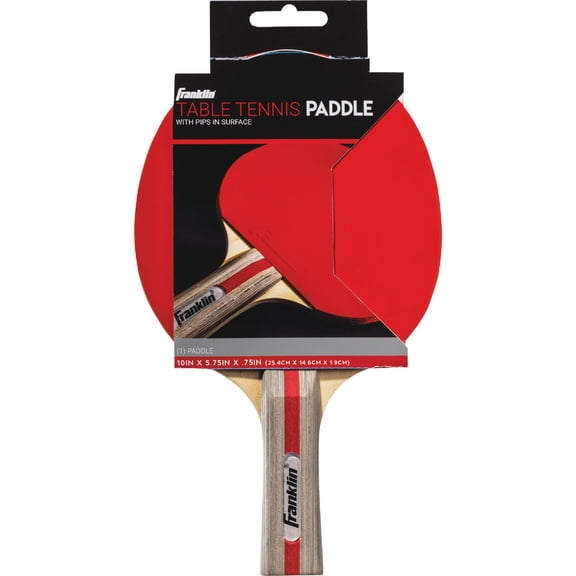 Franklin Sports Ping Pong Paddle - Performance Table Tennis Racket - Wooden Pro Style Paddle with Rubber Surface - Red + Gray